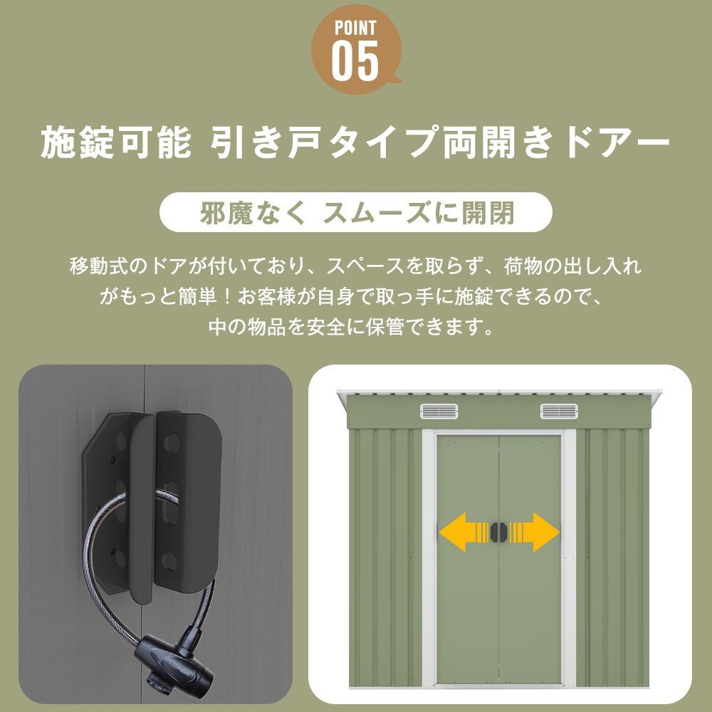 送料込み❣ 新品未使用 物置 屋外 戸外収納庫 スチール 引き戸 両開き