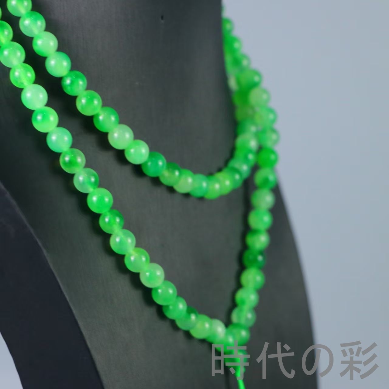 中国古美術 高冰種翡翠 仏珠 8mm 小粒 氷種氷透 強蛍光 天然翡翠 玉器 