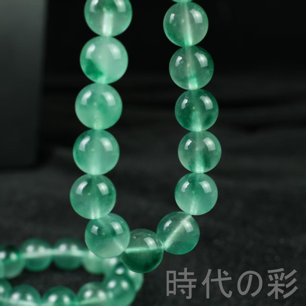 中国古美術 高冰種翡翠 セットネックレス 17mm 氷種氷透 強蛍光 天然 