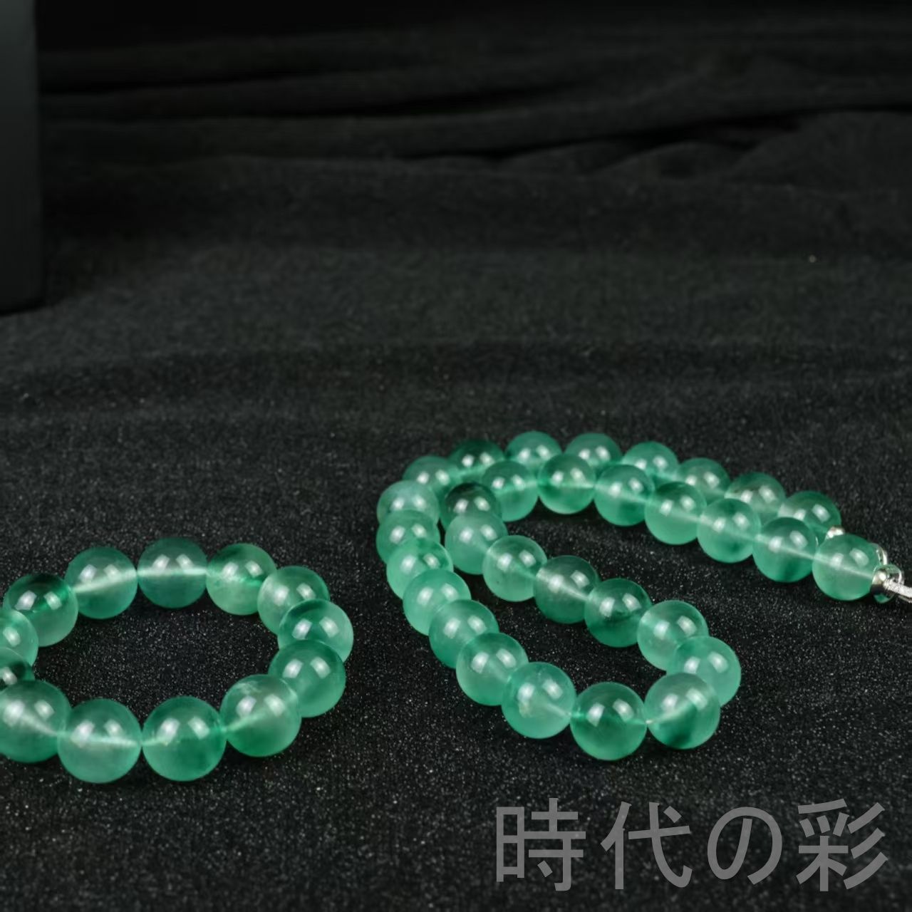 中国古美術 高冰種翡翠 セットネックレス 17mm 氷種氷透 強蛍光 天然 