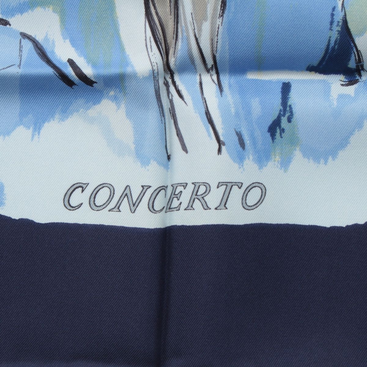 エルメス カレ90 シルク CONCERTO コンチェルト スカーフ ブルー 90