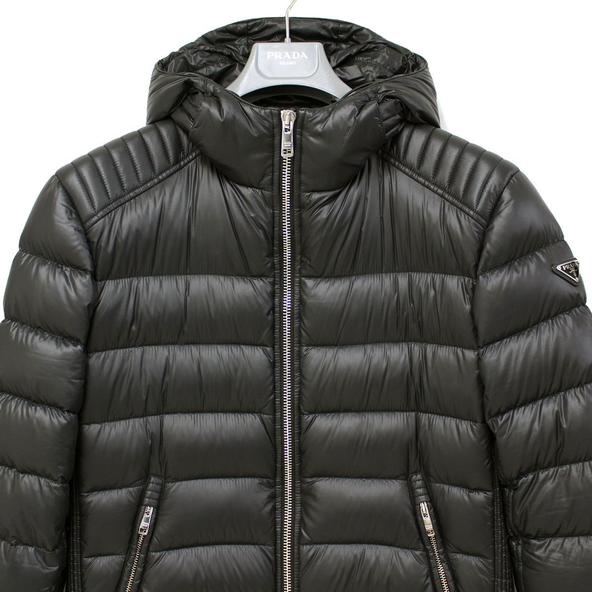 中古美品 PRADA プラダ SGA654 ダウンジャケット ブルゾン 三角ロゴ 