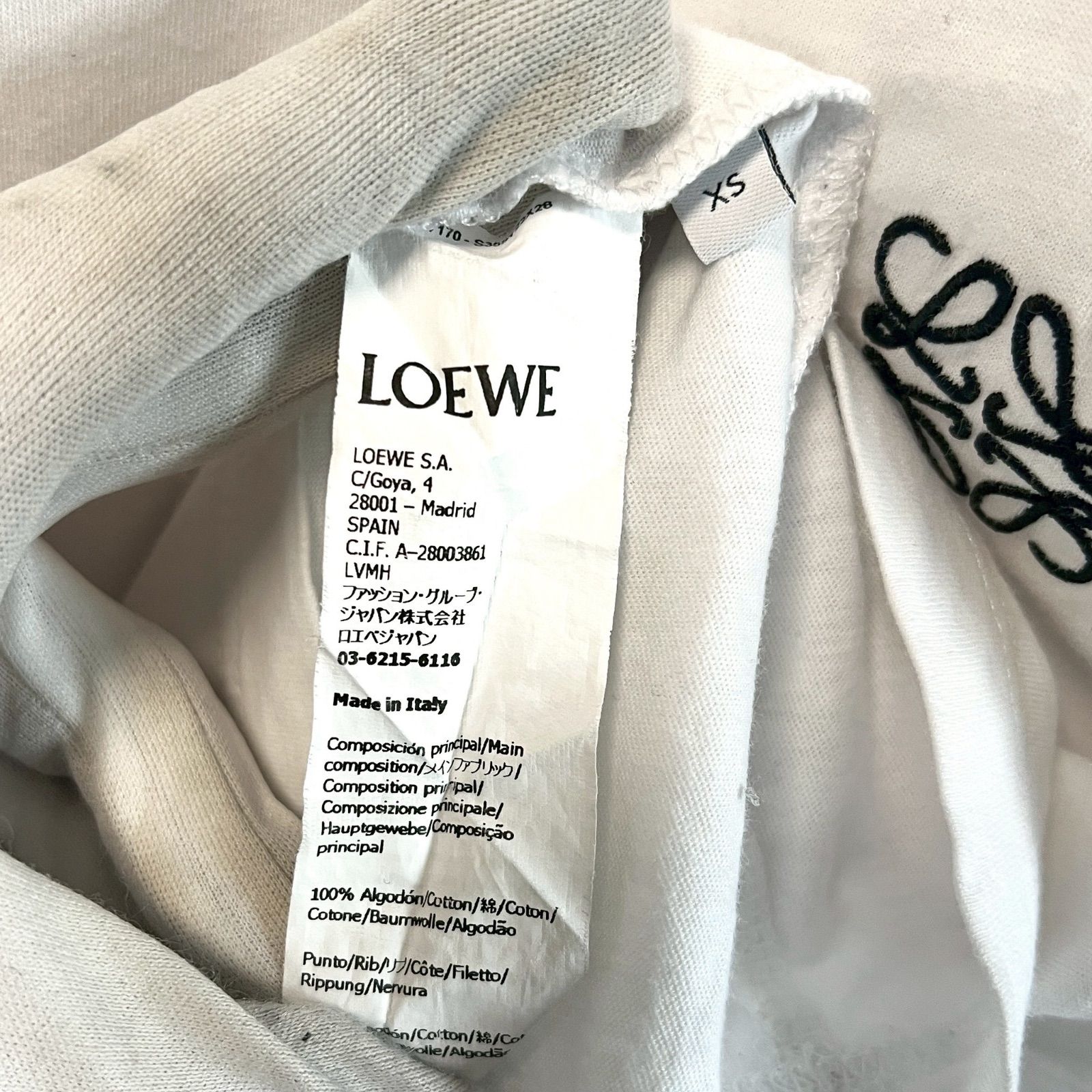 LOEWE ロエベ リンガーTシャツ 半袖カットソー アナグラム刺繍