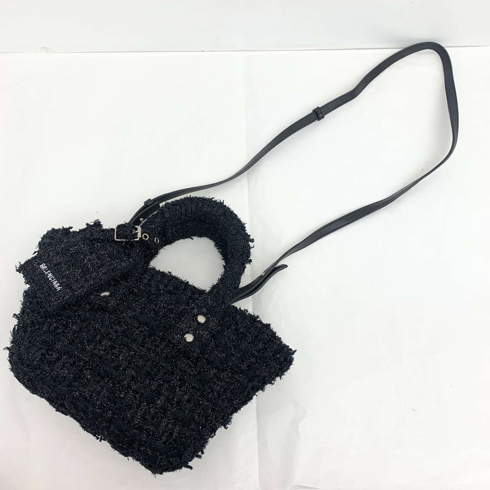 BALENCIAGA ストラップ付 ブラック ラメ バッグ 黒 BALENCIAGA BAG