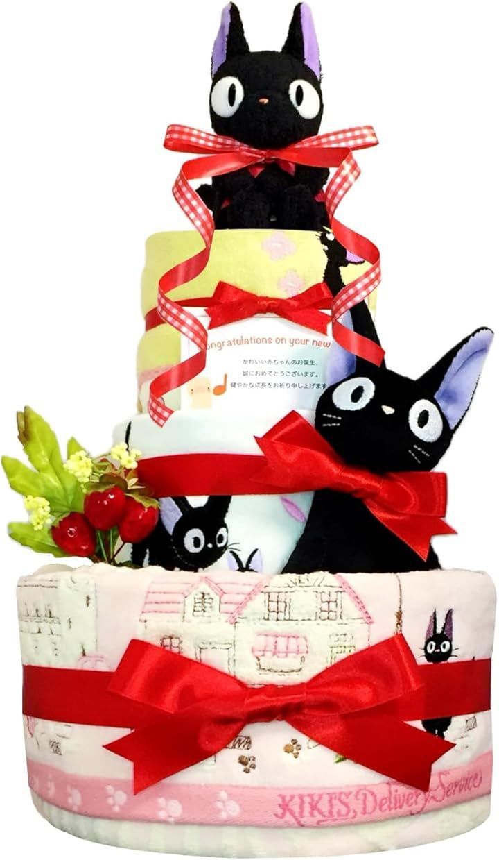 KanonBabys おむつケーキ 女の子 出産祝い 赤ちゃん 誕生日 ベビーシャワー ギフト 3段 Sサイズ jij4011 (ピンク, ご出産祝い・新生児用にオススメおむつサイズＳ)