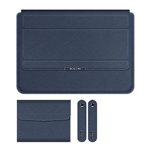 新品 LAVIE Pro Mobile (13.3インチ) ケース 電源収納ポーチ付き スリーブ型 セカンドバッグ型 レザー おしゃれ スタンド機能 レザーケース/カバー おしゃれ ノートパソコンバッグ ケース/カバー(ダークブルー)