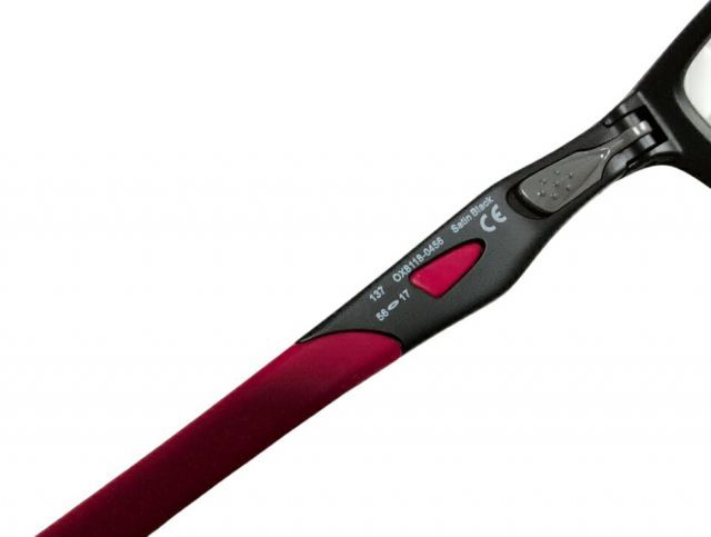 新品同様 オークリー クロスリンク メガネフレーム OX8118-0456 ブラック レッド 眼鏡　伊達メガネ　CROSSLINK サテンブラッククリアレンズ 55O17 黒 赤 クリア OAKLEY メンズ レディースOAKLEY 新品同様 オークリー クロスリンク メガネフレーム OX8118-0456