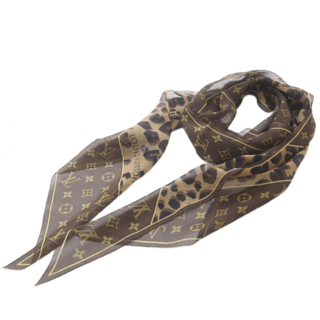 ルイヴィトン LOUIS VUITTON エシャルプ スカーフ レオパード柄 シルク 
