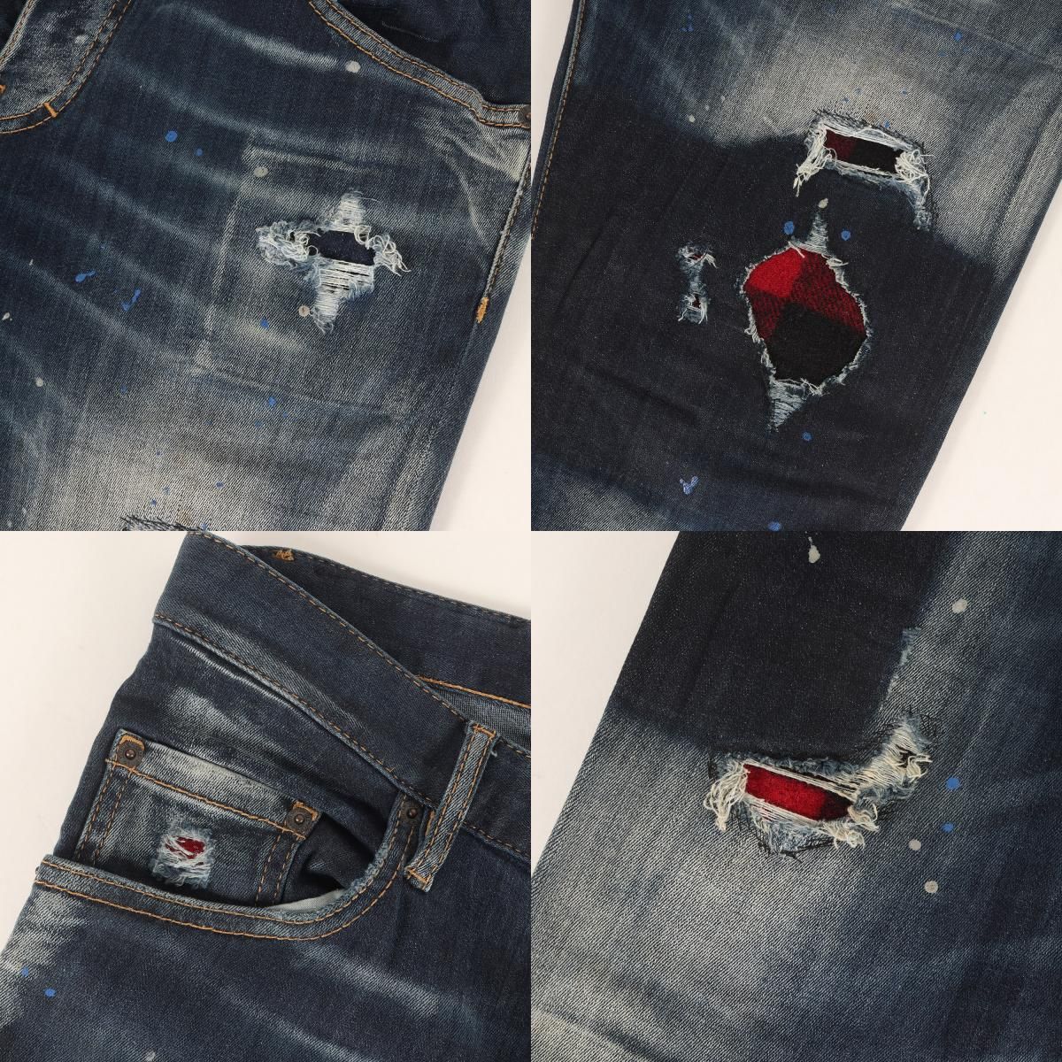 DSQUARED2 ディースクエアード48ダメージペイント加工 スケーター 