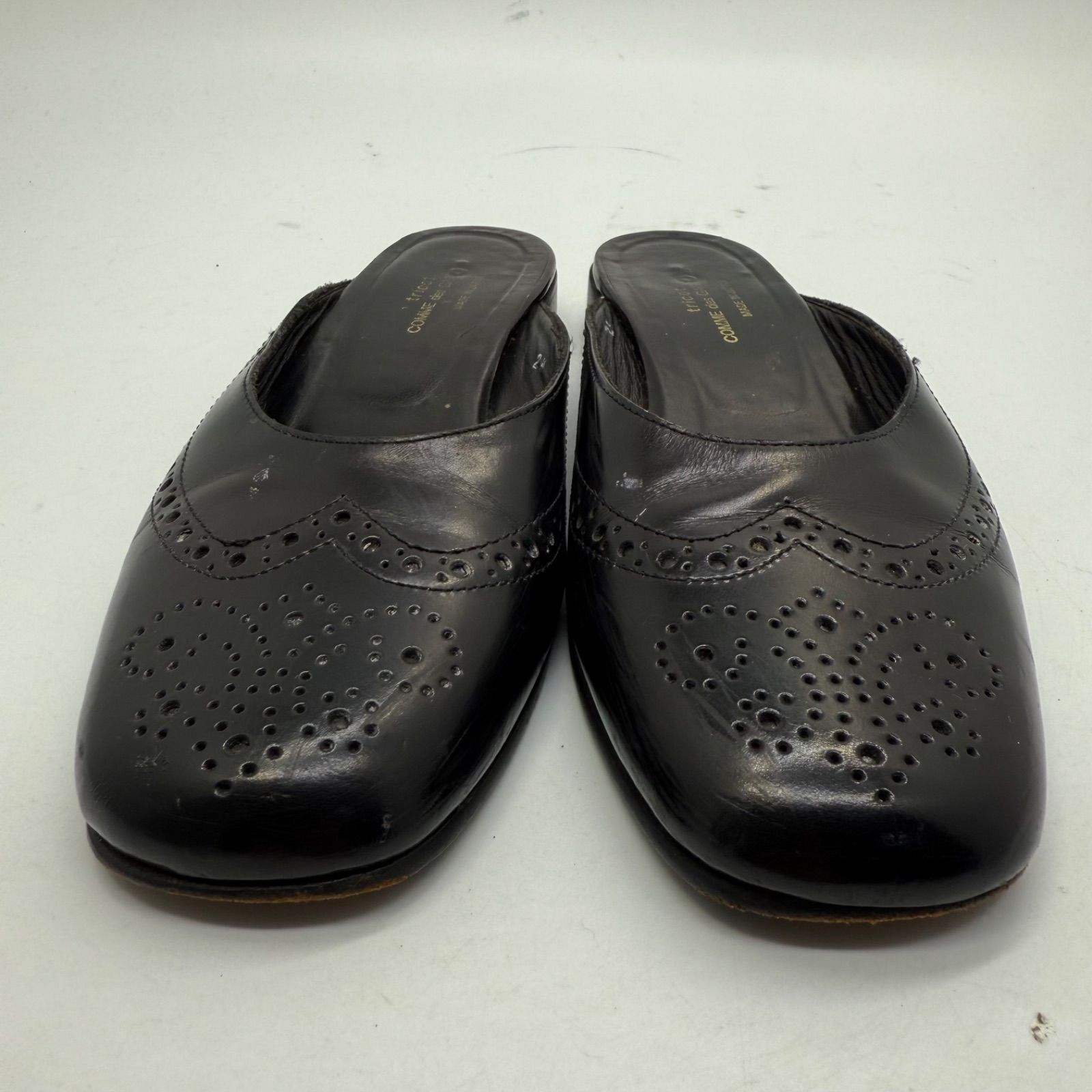 tricot COMME des GARCONS CDG archive Leather W-tip mule sandal 