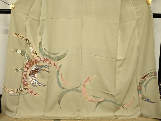 平和屋着物●豪華色留袖　輪取花文　金彩　ロング丈　正絹　逸品　AABH4632ck 平和屋着物○豪華色留袖 輪取花文 金彩 ロング丈 正絹 逸品 AABH4632ck
