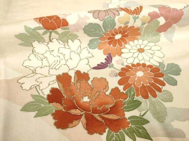 平和屋着物●訪問着　友禅　花丸文　大丸扱い　正絹　逸品　AABH5805ck 平和屋着物○訪問着 友禅 花丸文 大丸扱い 正絹 逸品 AABH5805ck