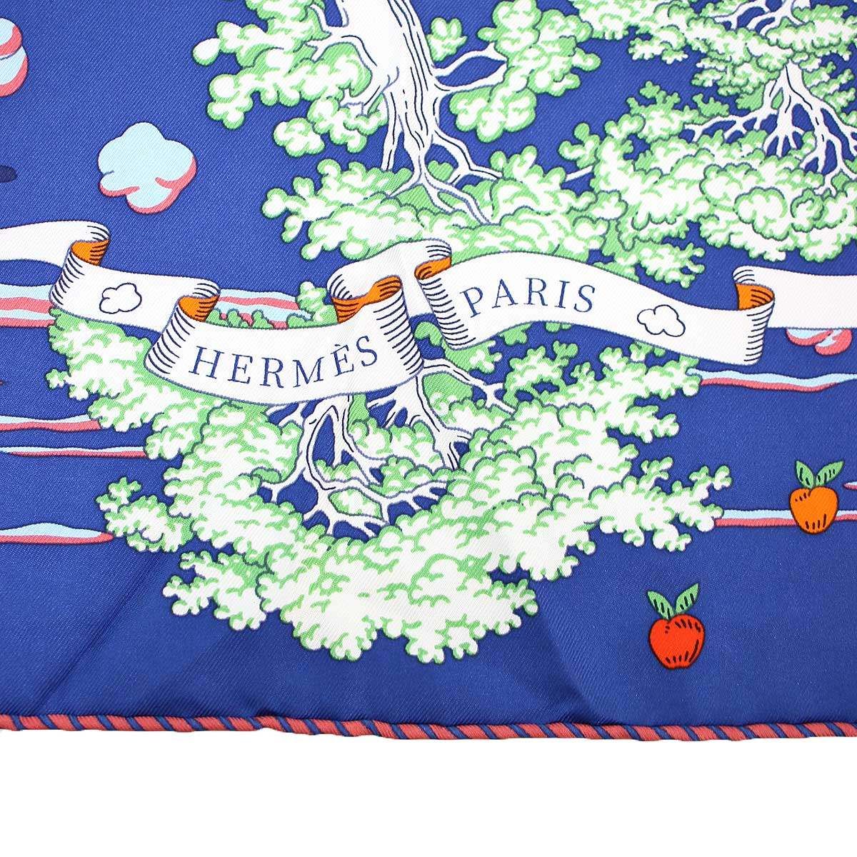 HERMES エルメス カレ90 Sur mon nuage 私の雲 シルクスカーフ ブルー