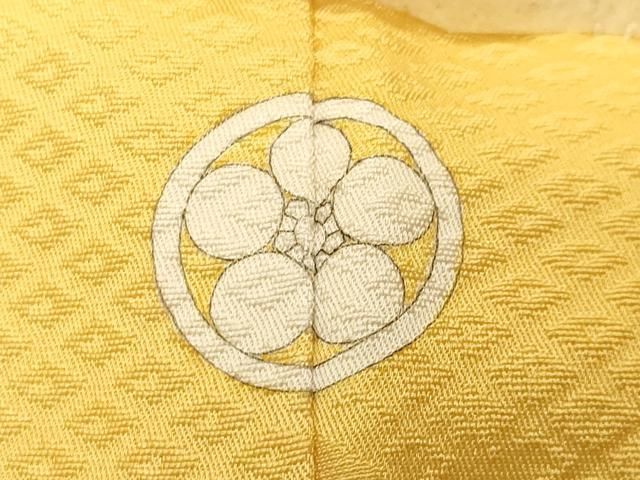 平和屋着物●上質な色無地　鏡裏花地紋　支子色　ロング丈　正絹　逸品　未使用　CABD9158gh 平和屋着物○上質な色無地 鏡裏花地紋 支子色 ロング丈 正絹 逸品 未