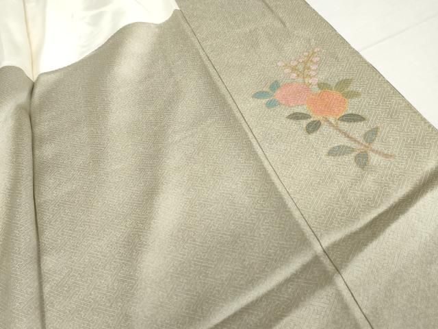 平和屋着物●訪問着　作家物　雪花　辻が花　駒刺繍　流水枝花文　金彩　正絹　逸品　AABH3683cs 平和屋着物○訪問着 作家物 雪花 辻が花 駒刺繍 流水枝花文 金彩 正絹