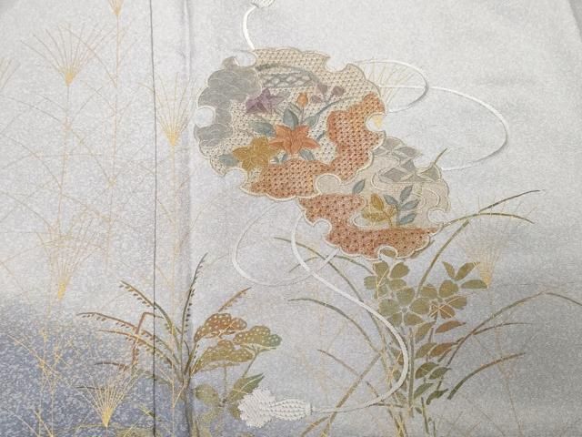 平和屋着物■中国三大刺繍　スワトウ刺繍　訪問着　雪輪重ね枝花文　暈し染め　金彩　やまと誂製　正絹　逸品　CABF4336ev 平和屋着物□中国三大刺繍 スワトウ刺繍 訪問着 雪輪重ね枝花文 暈し