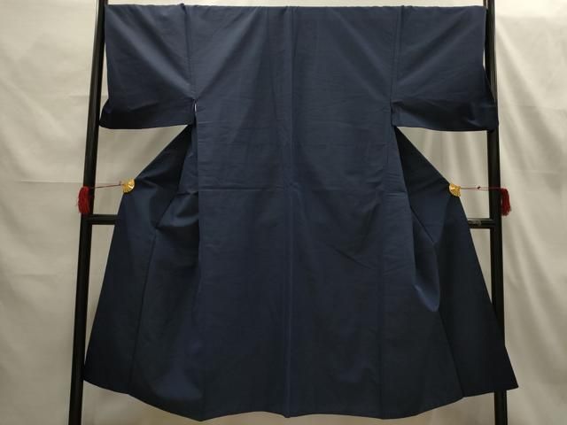 紬 アンサンブル 平和屋着物○男性 藍鉄色 逸品 色無地 キングサイズ 正絹
