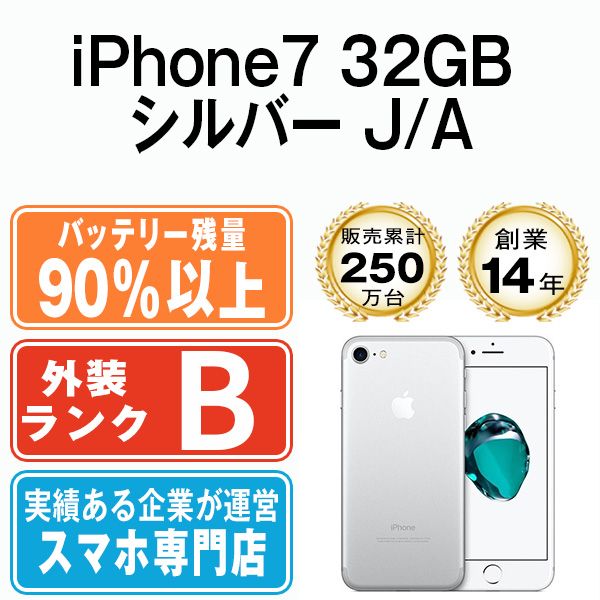 バッテリー90%以上 【中古】 iPhone7 32GB シルバー SIMフリー 本体 