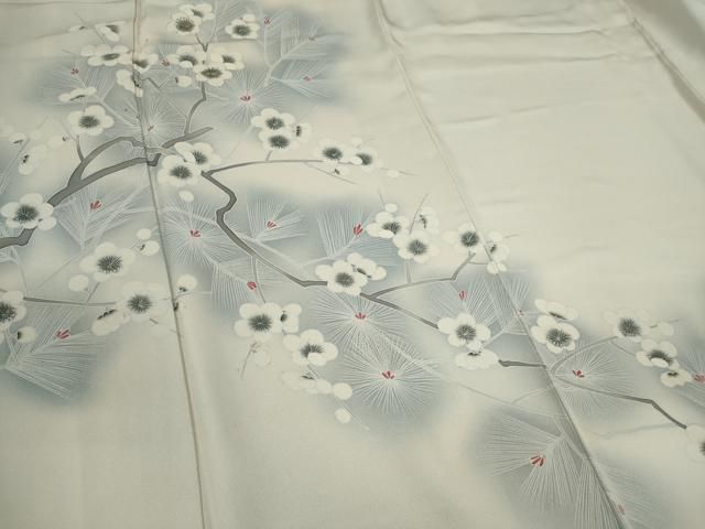 平和屋着物●訪問着　総絞り　枝梅文　黒地　正絹　逸品　BAAW0994hj 平和屋着物□訪問着 刺繍 絞り 草花文 正絹 逸品 未使用 CABG6429xe