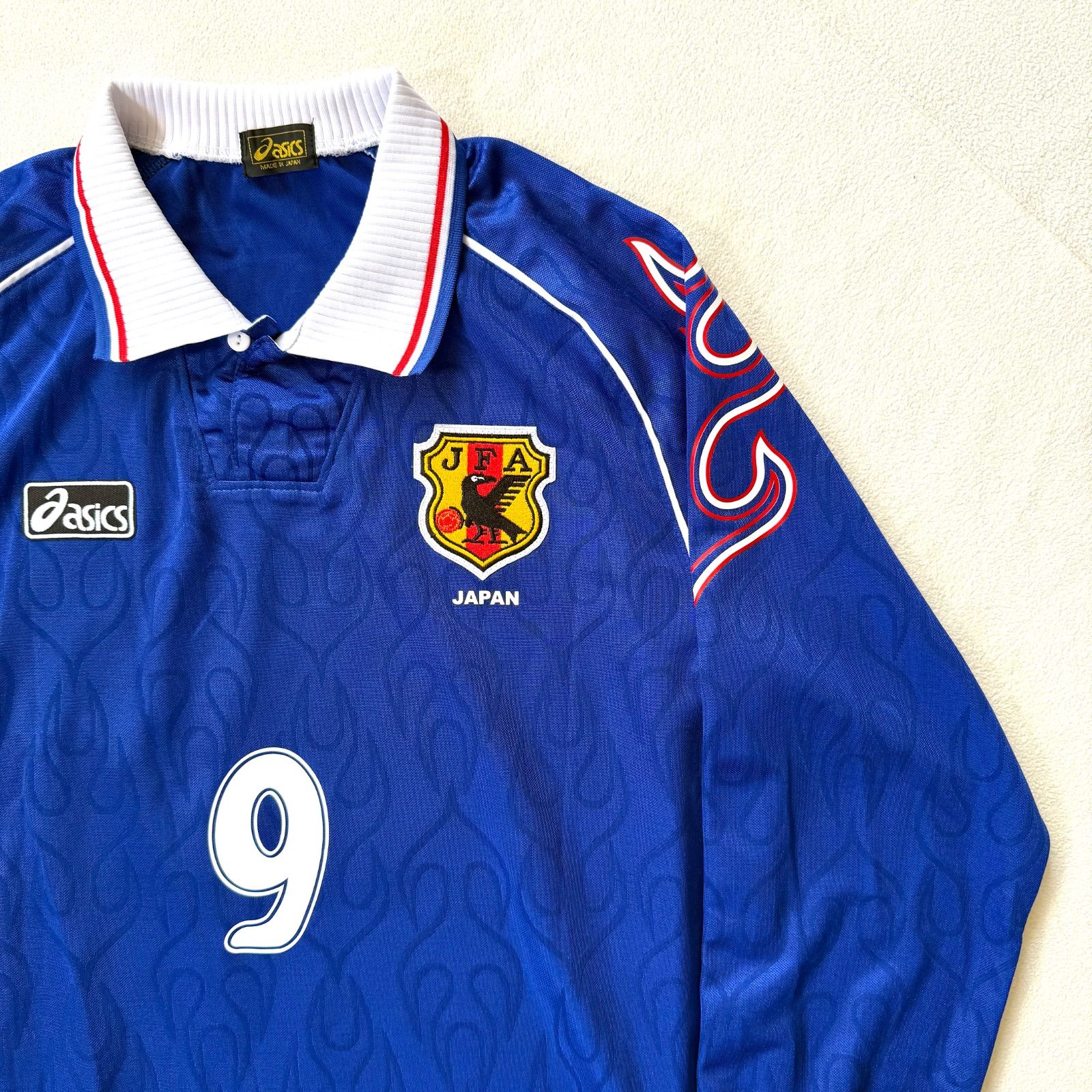 日本代表 ユニフォーム 1998年 フランスＷ杯 中山雅史 #9 Ｌ 新品未使用・希少長袖・サイズO】日本代表 サッカー 正規ユニフォーム