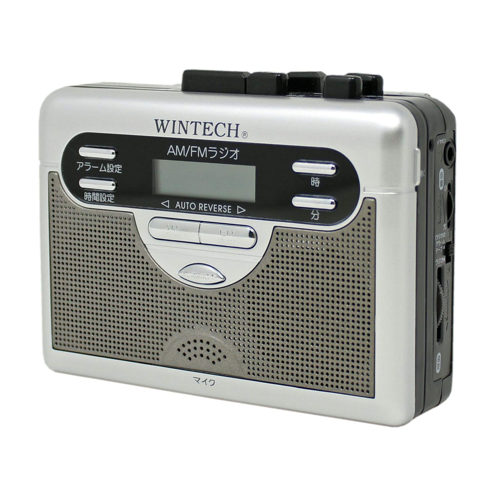 WINTECH AM/FMラジオ付きテープレコーダー PCT-11R オートリバース再生 デジタル表示AM/FMラジオ(ワイドFM対応) デジタル時計 目覚しアラーム 単三乾電池×2本(別売) ACアダプター(別売) [単品]