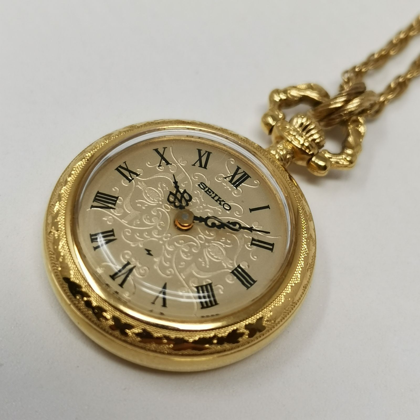 【希少】SEIKO　手巻き　稼働　懐中時計　ネックレスウォッチ　ゴールド SEIKO（セイコー） お取り寄せ 懐中時計 ペンダント ポケットウォッチ