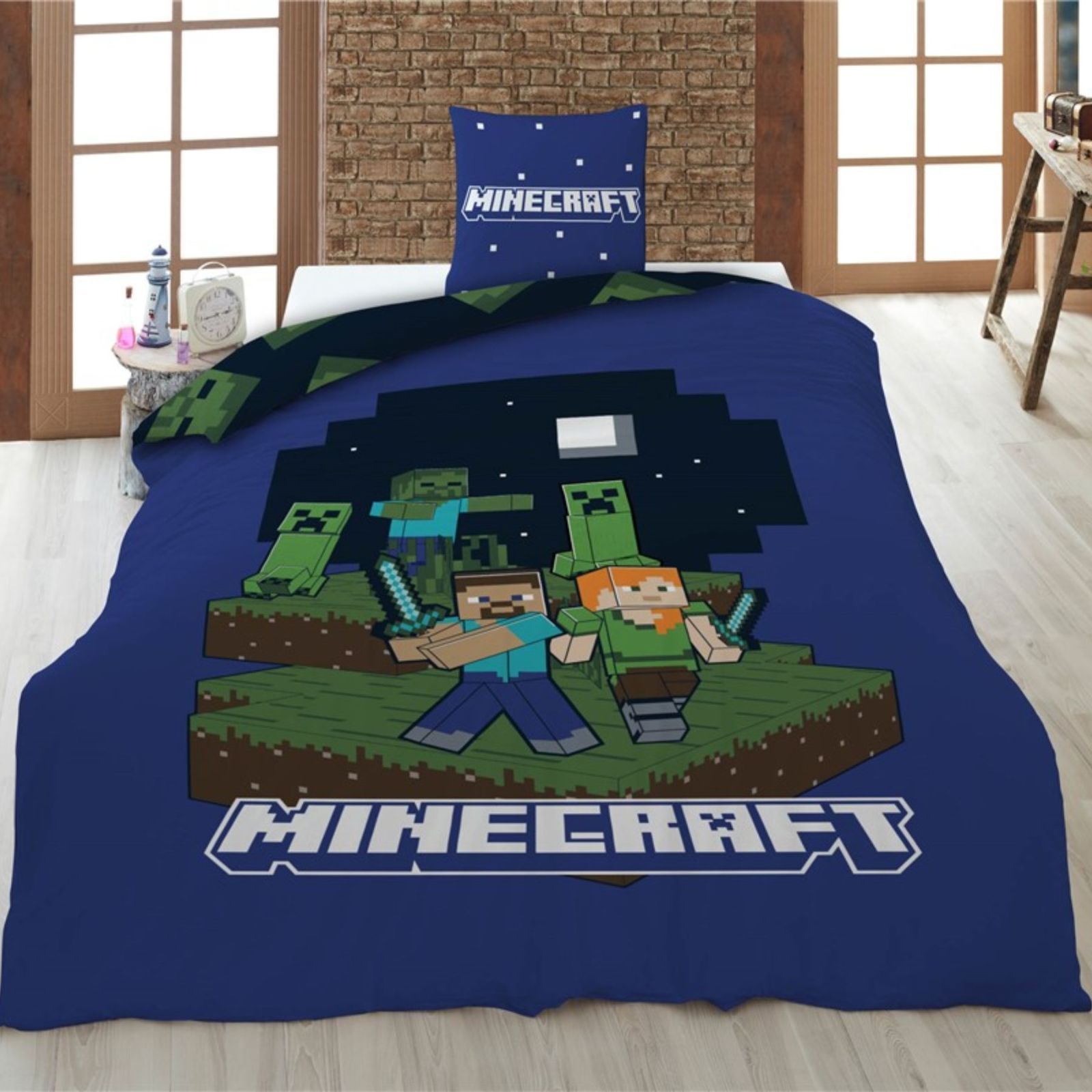 マインクラフト マイクラ 掛け布団カバー + 枕カバー セット シングル 