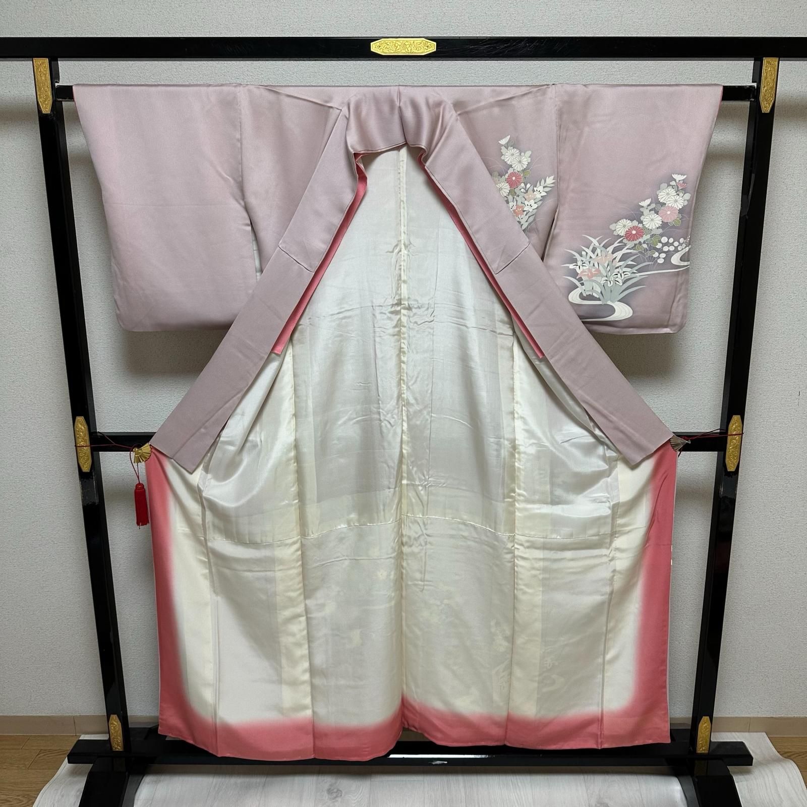 付下げ 流水におしどり 花模様 着物 正絹 X-004 - メルカリ