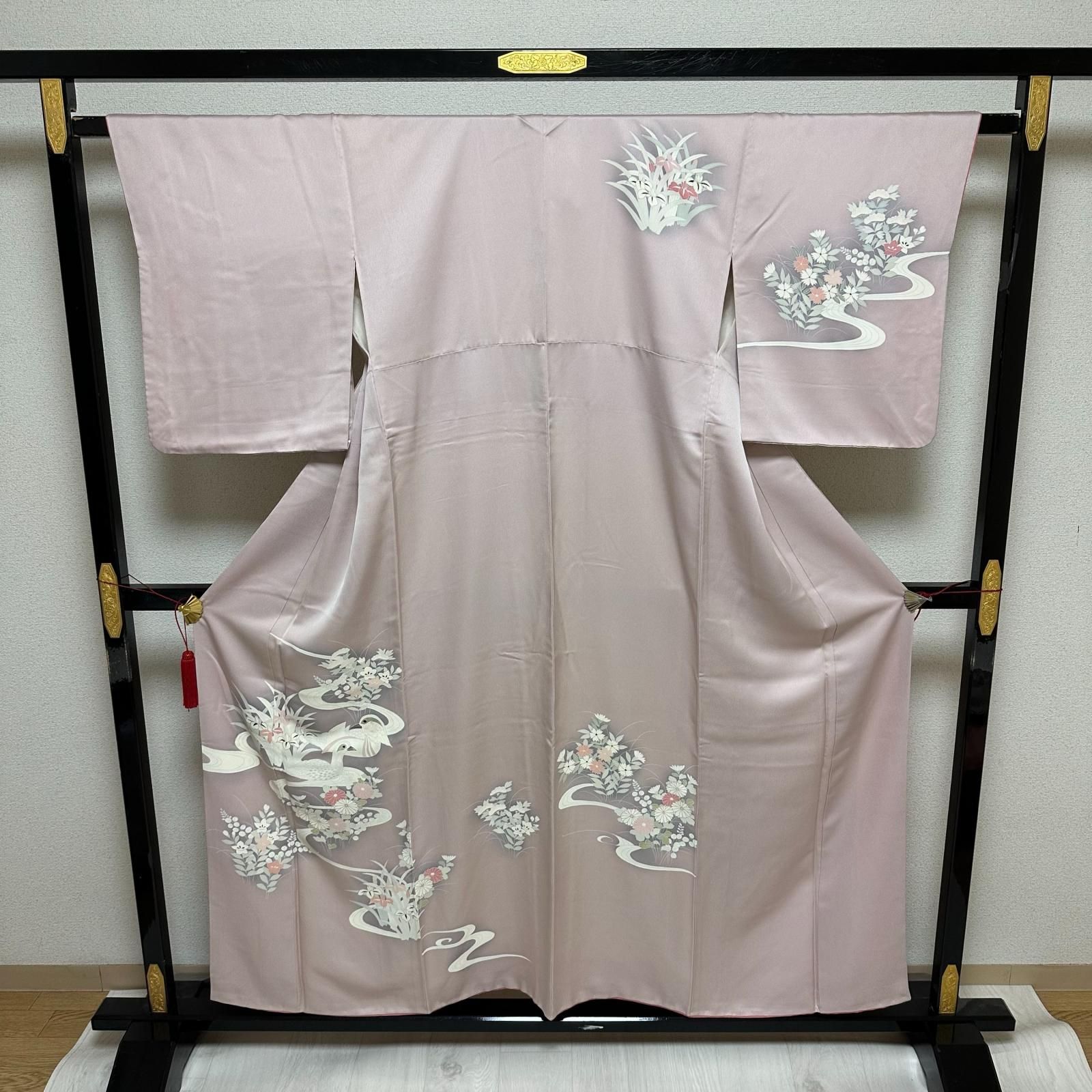 付下げ 流水におしどり 花模様 着物 正絹 X-004 - メルカリ
