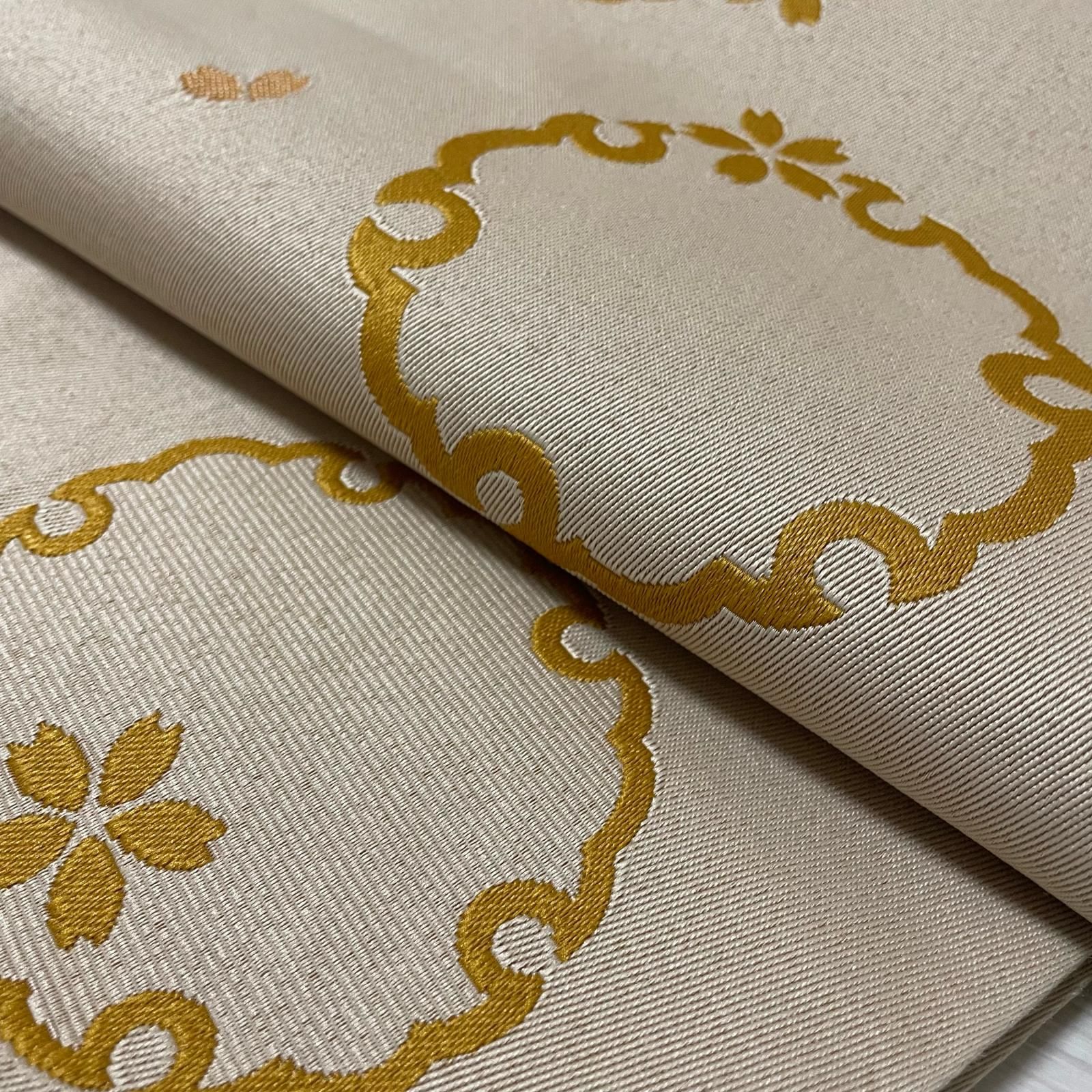 ♪IDN即決♪ 未使用品 二重紗 雪輪に枝花模様織り出し全通袋帯 京袋帯 
