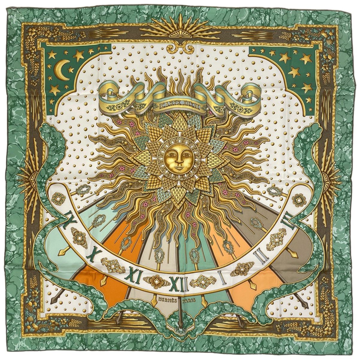 エルメス HERMES カレ90 CARPE DIEM 今日一日を楽しむ 太陽 月 