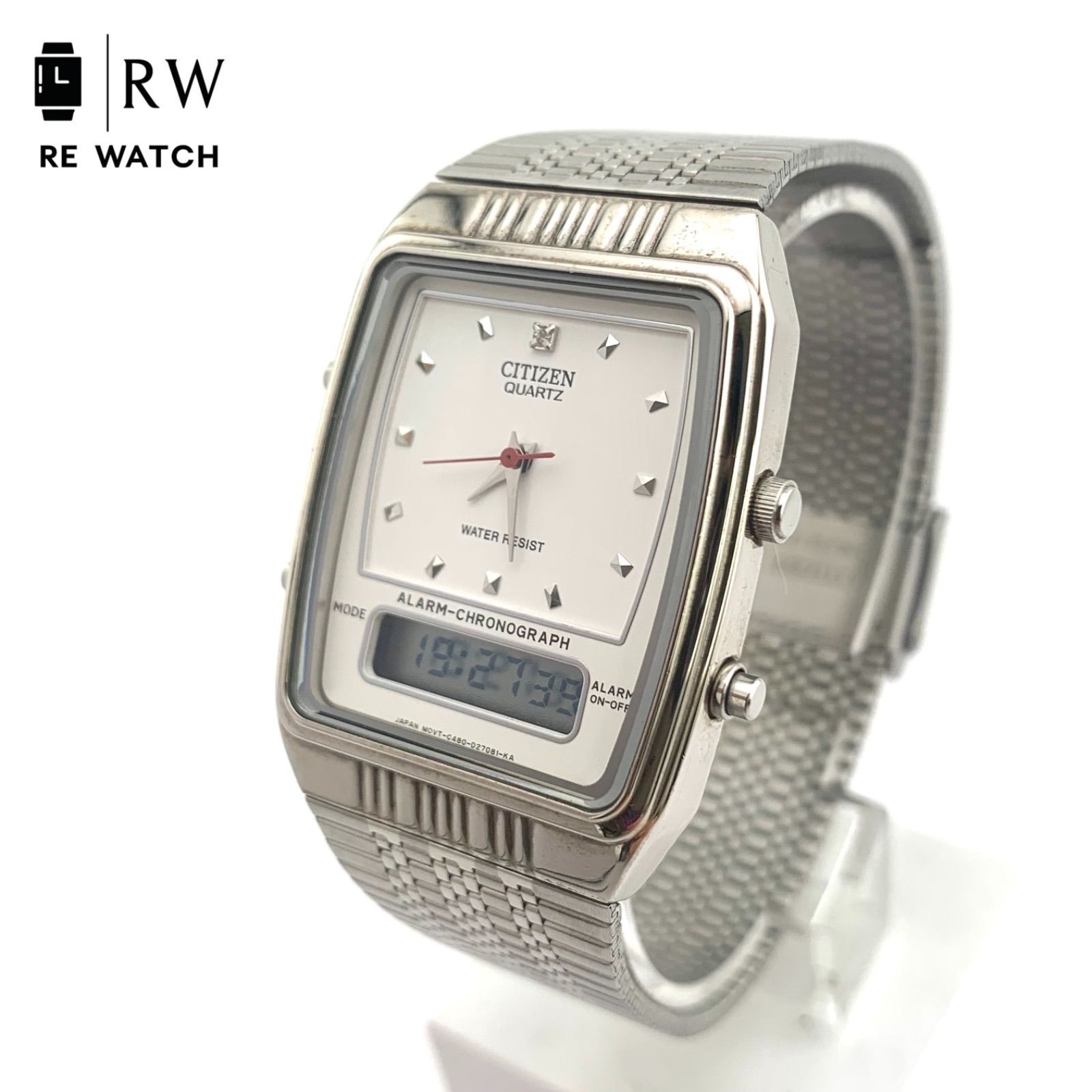 CITIZEN C480 クォーツ 腕時計 防水アラーム・クロノグラフ-日本全国へ 