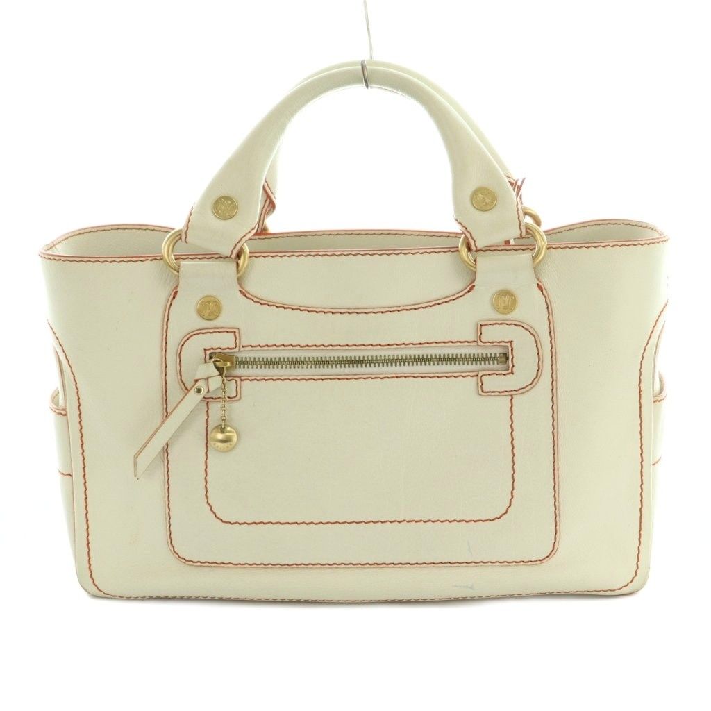 セリーヌ CELINE ブギーバッグ ハンドバッグ レザー バイカラー 白