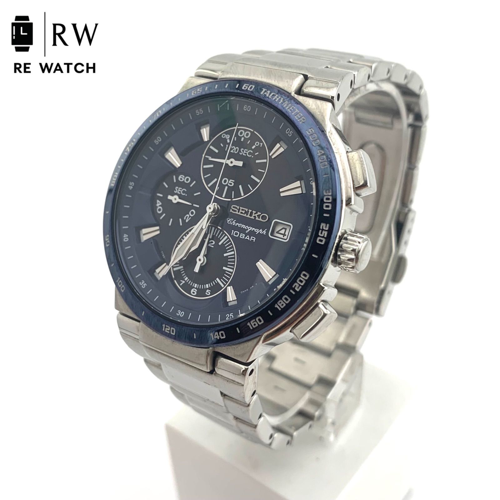 SEIKO 7T92-0KG0 クロノグラフ 腕時計 ネイビー-正規取扱店の通販