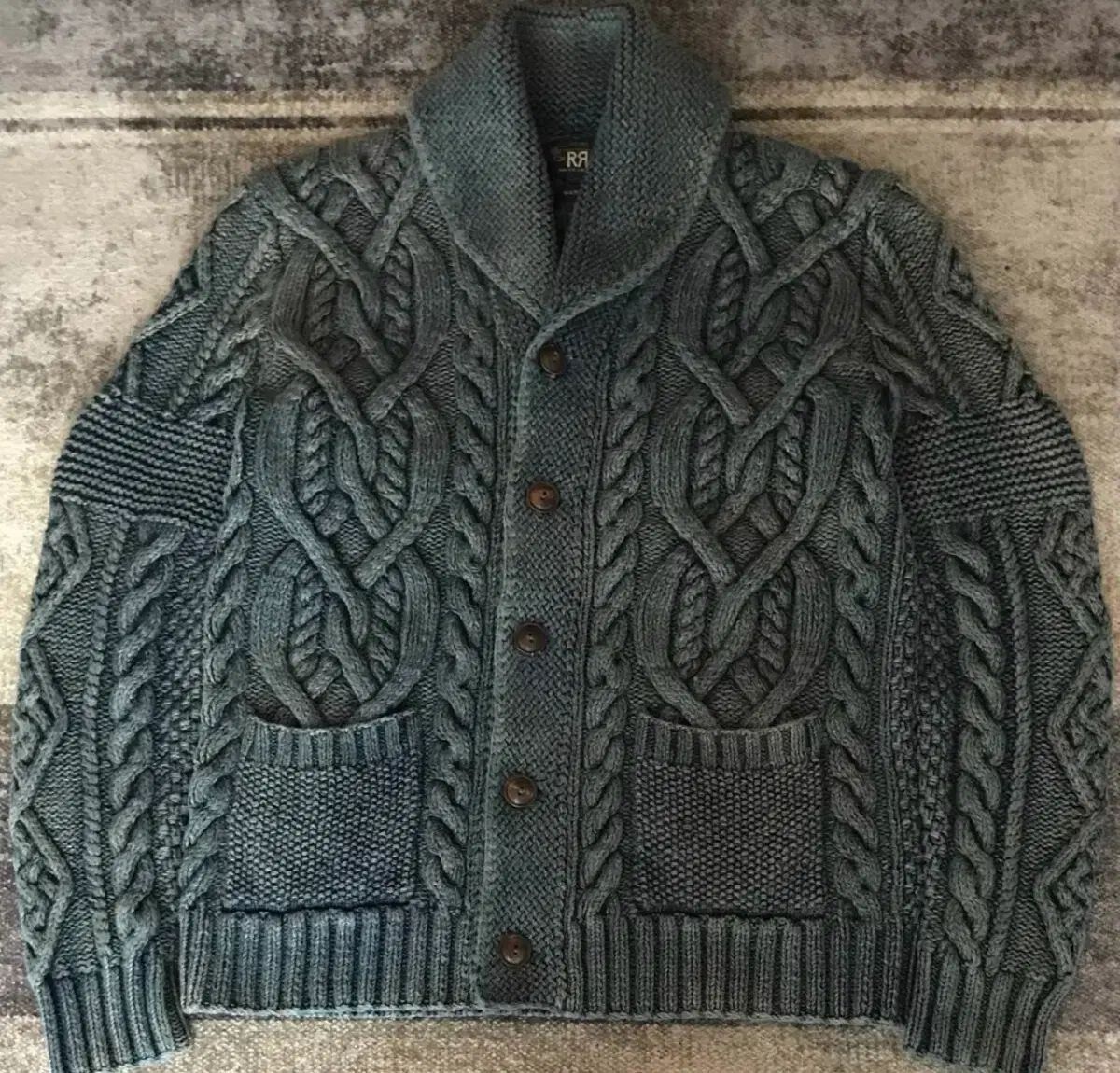 RRL ダブルアールエル アラン ハンドニット ケーブル ショールカラー 