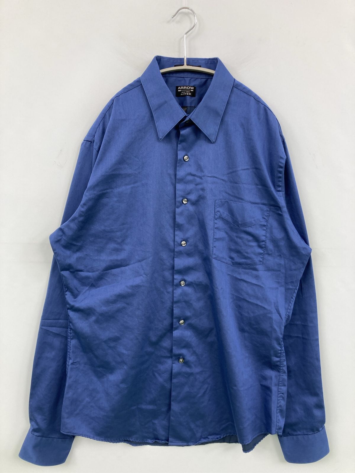 ARROW アロー シャツ/ブラウス LARGE ブルー コットン 無地 ミドル丈 