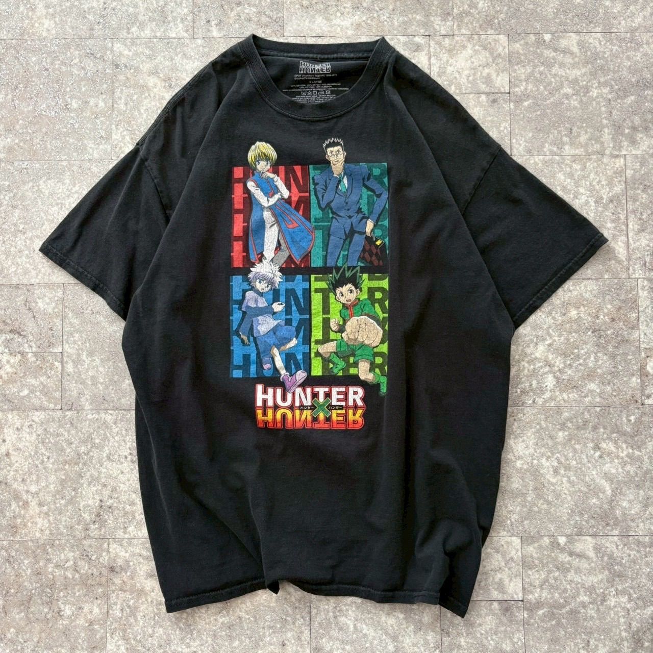 HUNTER×HUNTER Tシャツ 古着 XL ブラック ゴン キルア クラピカ 