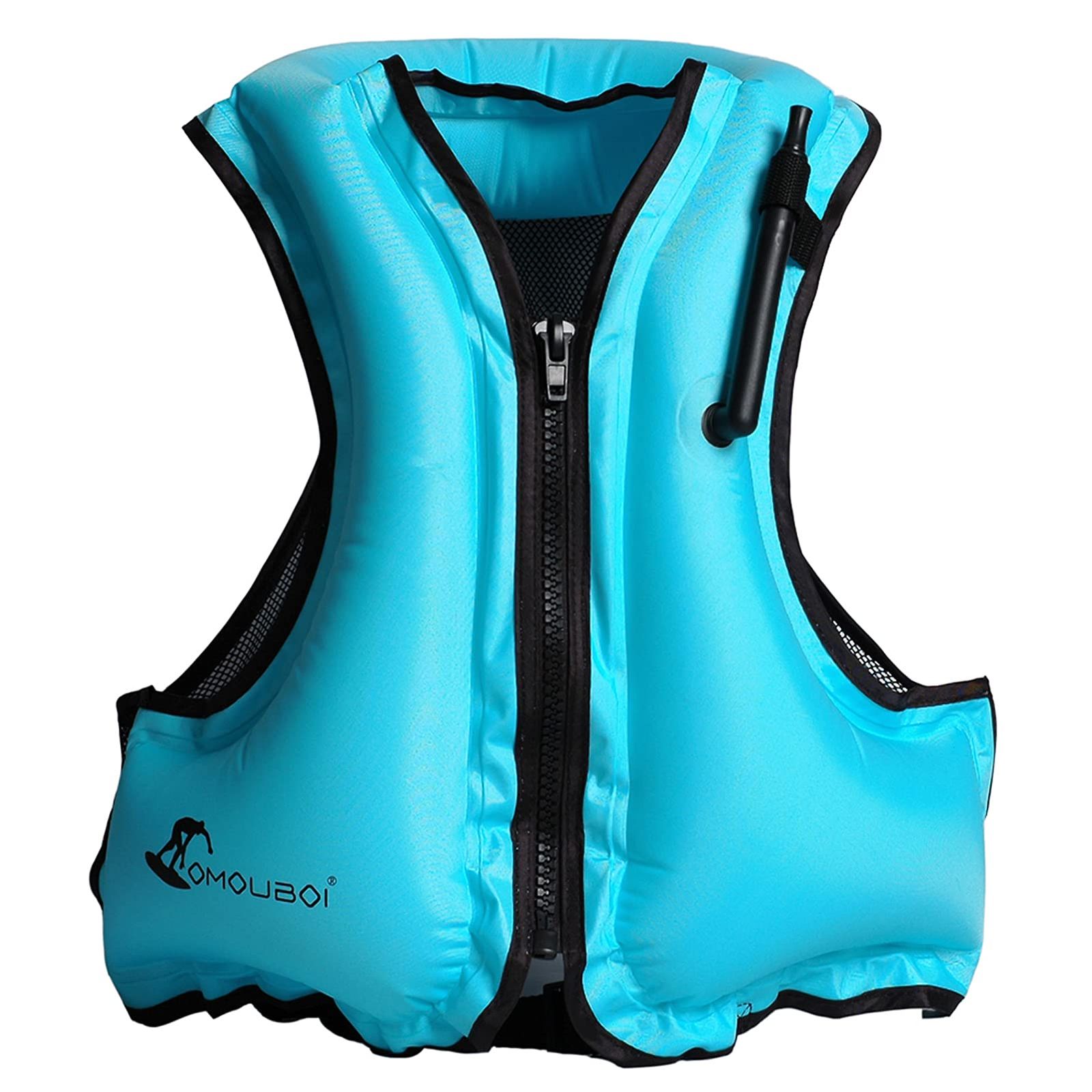(blue) Outdoor Swimming Pool Swimming Sea River Snorkeling Water Sports Manual Inflatable Life Vest Adult Swim Vest Floating Vest 4 Color Inflatable Vest Life Jacket Docooler