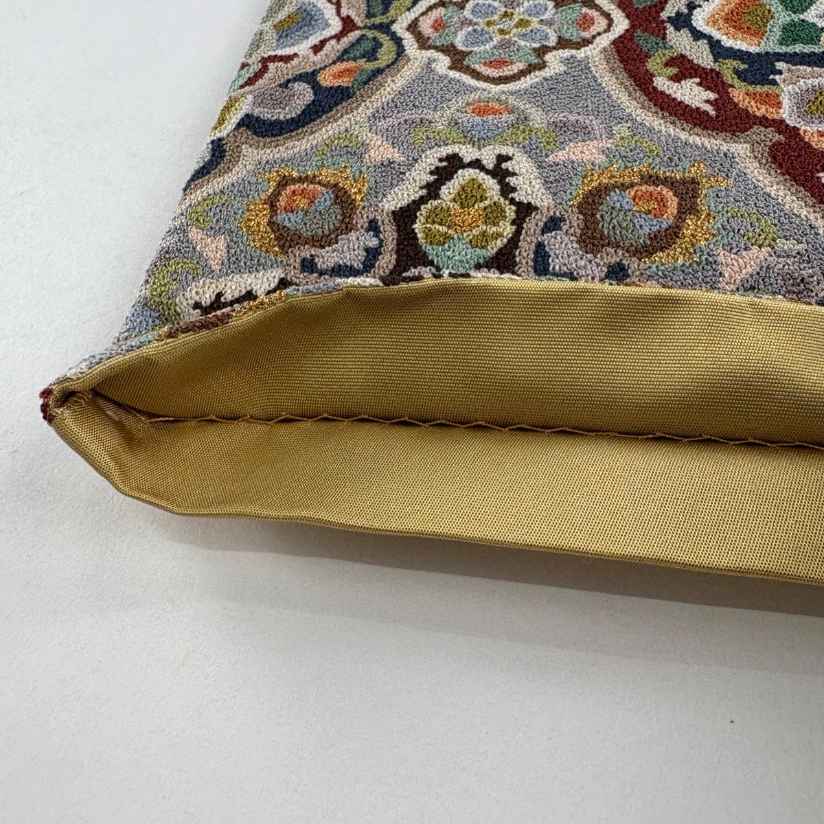 美品】 袋帯 逸品 華文 相良刺繍 金銀糸 灰紫 六通 正絹 【中古