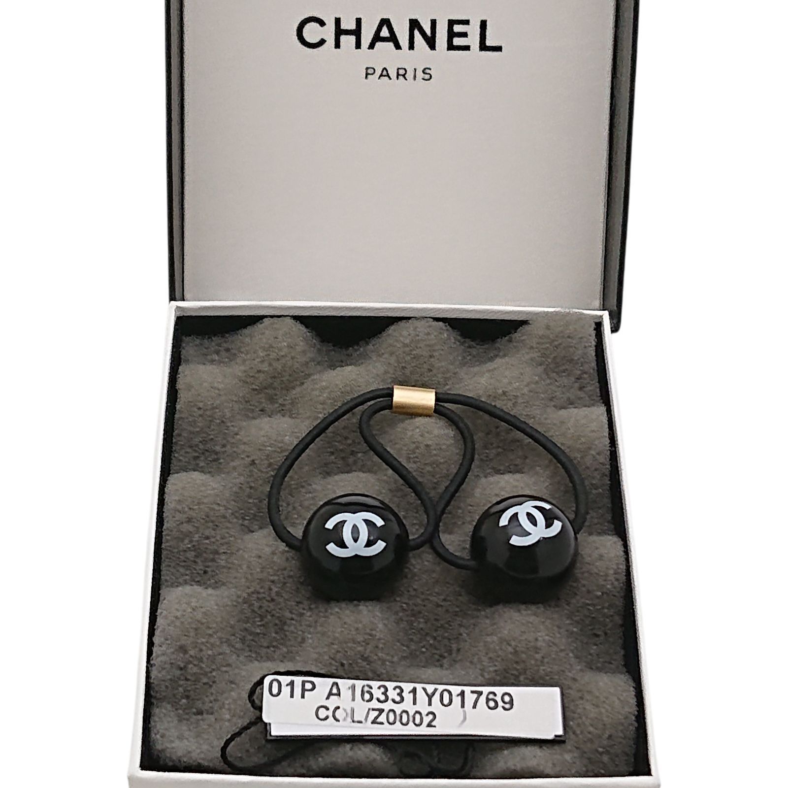 極希少/タグ付き】CHANEL シャネル ヘアゴム ココマーク 黒 01P 箱付き