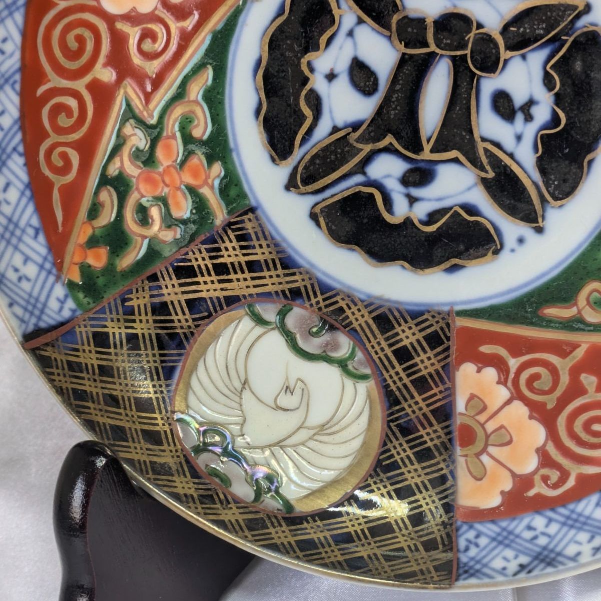 古伊万里 有田焼 6寸皿 染錦 花文 金襴手 金彩 色絵 染付 中皿 時代物 