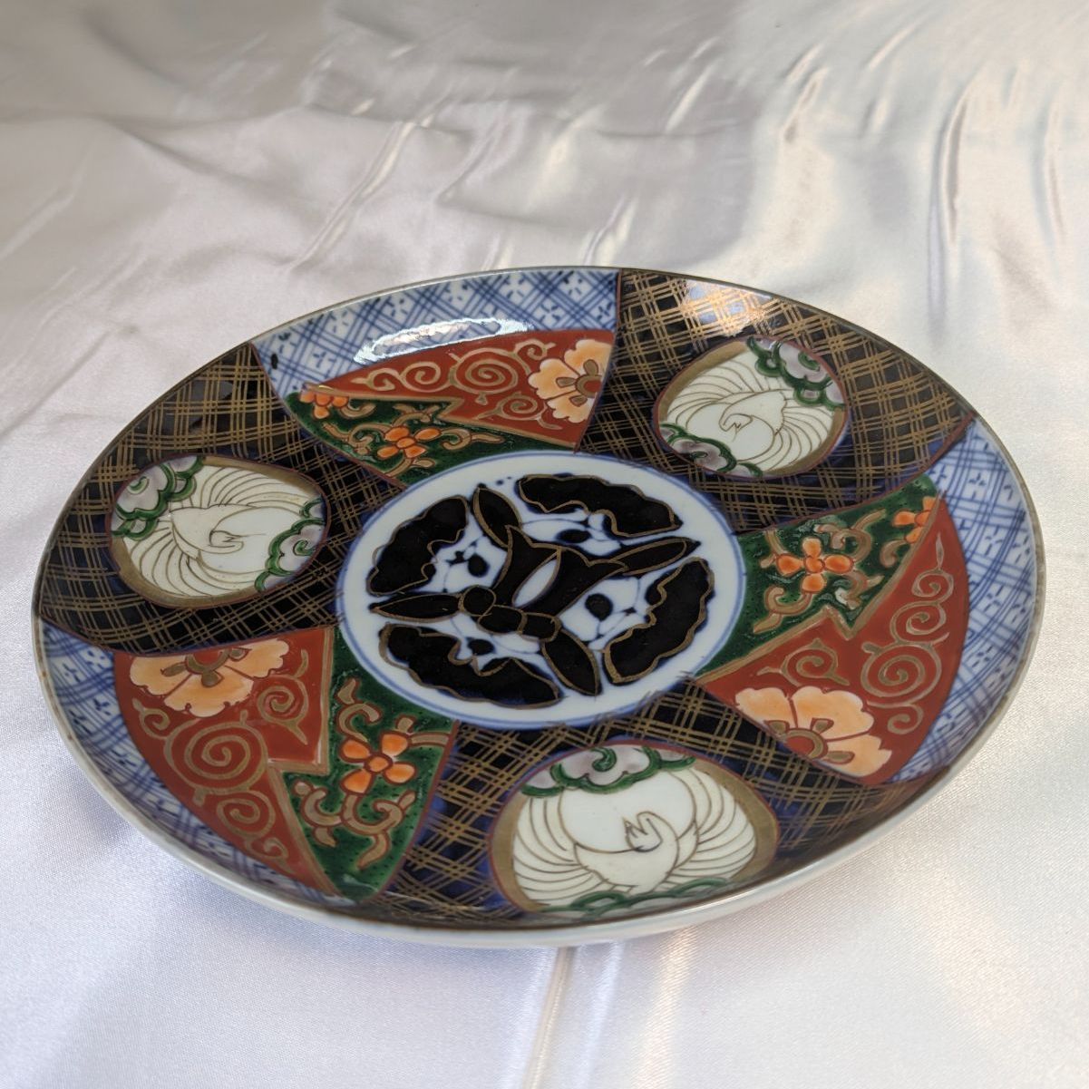 古伊万里 有田焼 6寸皿 染錦 花文 金襴手 金彩 色絵 染付 中皿 時代物 