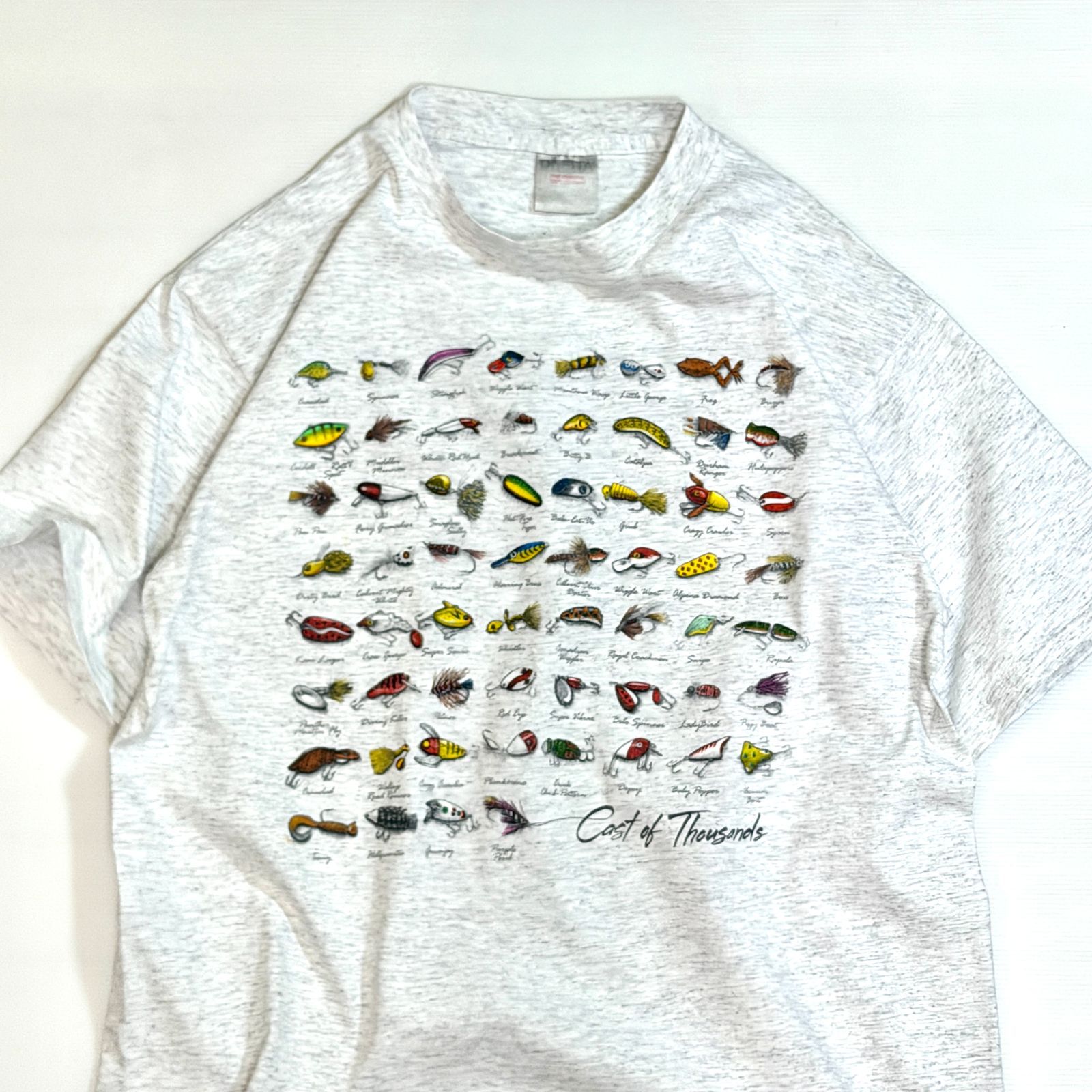 90s ONEITAフィッシングT 魚プリントXL アウトドアUSA製 ONEITA USA製 