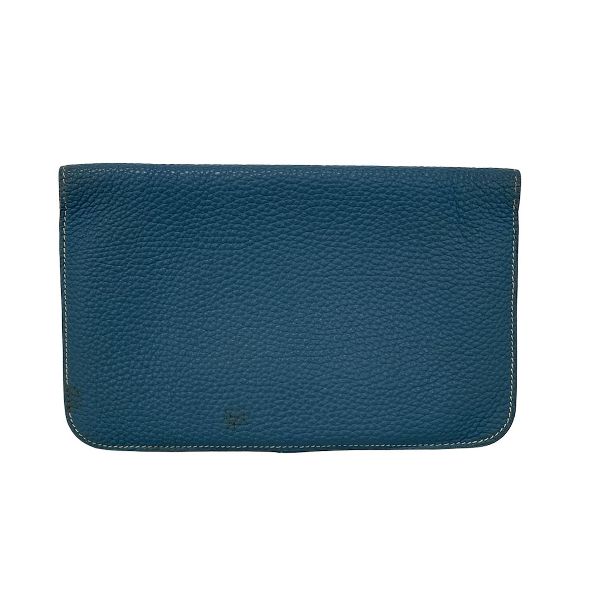 HERMES(エルメス) 長財布 ドゴンGM ブルージーン シルバー金具 【公式 