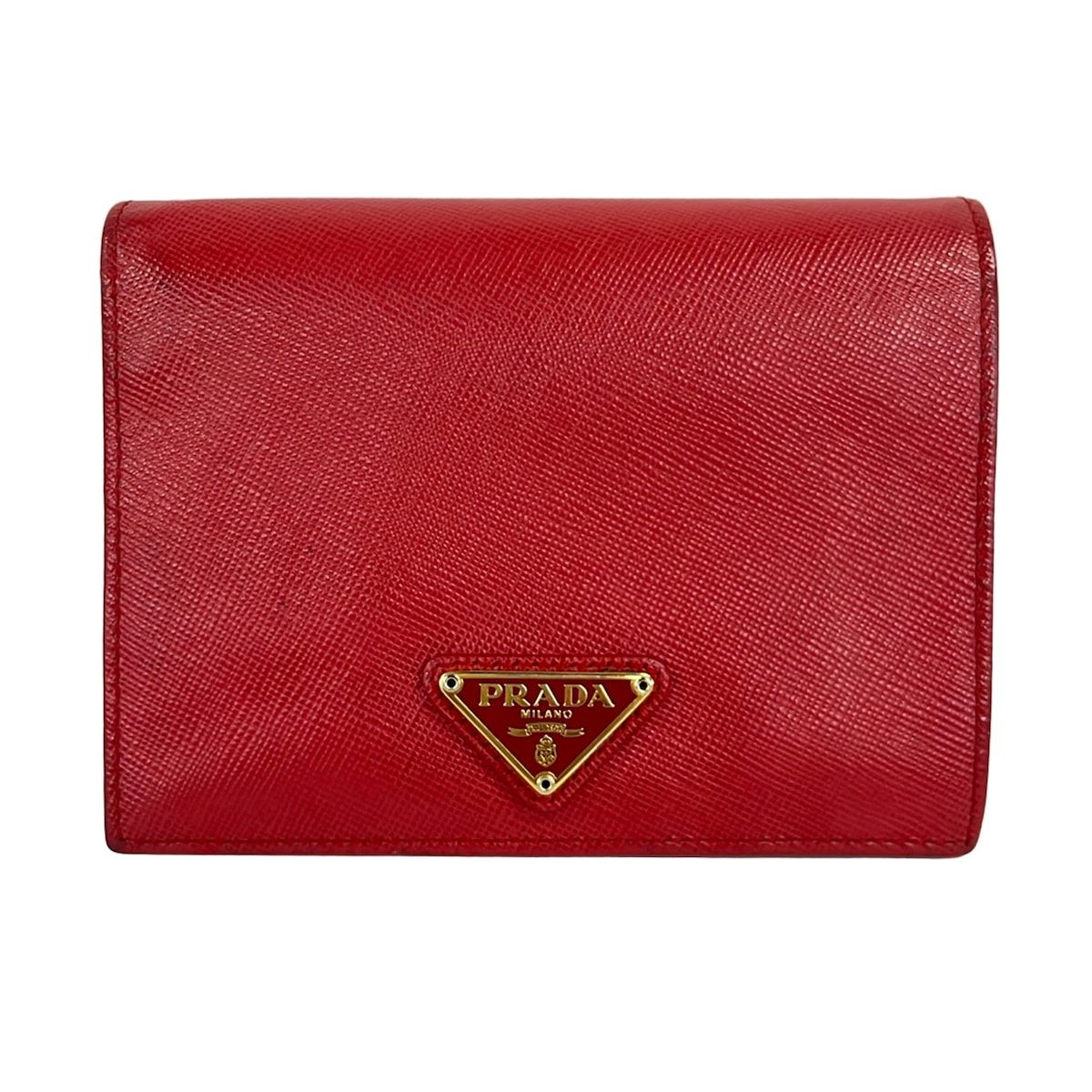 PRADA(プラダ) 2つ折り財布 - レッド レザー - メルカリ