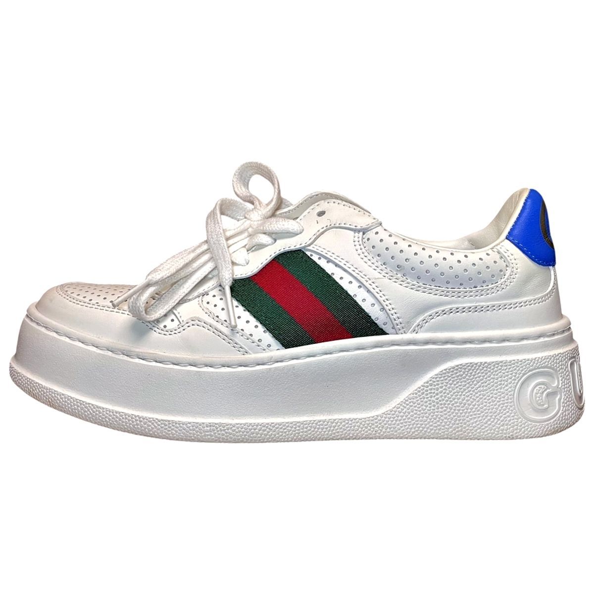 中古】 GUCCI グッチ ウェブストライプロゴ ロートップスニーカー 