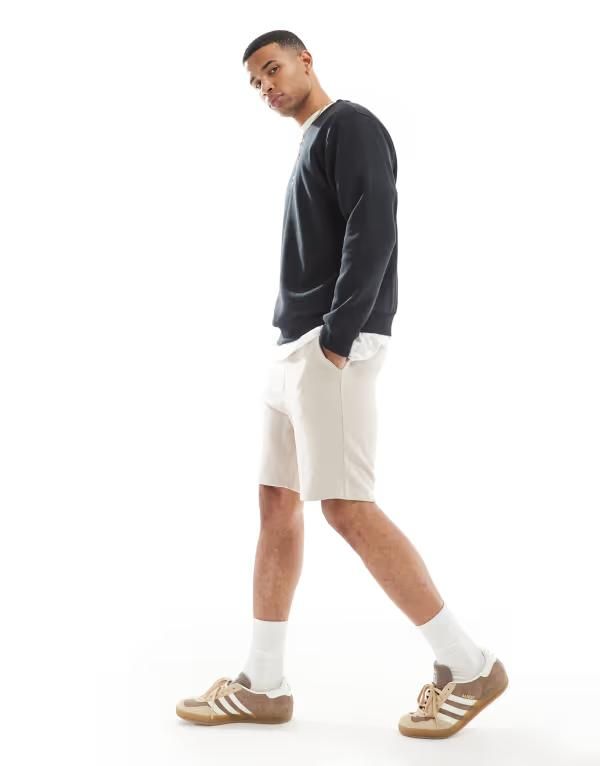パンツ ジャック アンド ジョーンズ メンズ ボトムス ハーフパンツ・ショーツ ショートパンツ Jack Jones loose fit sweat shorts in cream Moonbeam クリーム