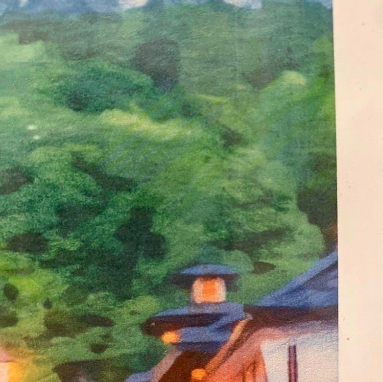 ジブリアート114 千と千尋の神隠しより「銀山温泉」額装品 額縁寸法45
