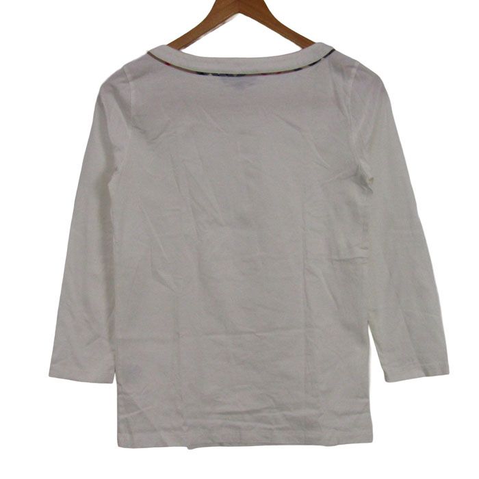 バーバリー 長袖Ｔシャツ 7分袖 ノバチェック コットン ブランド トップス 日本製 白 レディース 1サイズ ホワイト BURBERRY バーバリー 長袖Tシャツ 7分袖 ノバチェック コットン ブランド