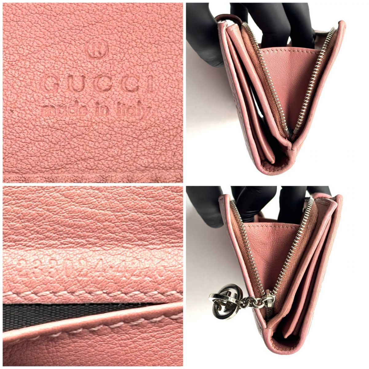 【極美品】GUCCI 長財布 ラウンドファスナーインターロッキング 　ピンク 柔らかな余韻を纏う】 GUCCI 長財布 ラウンドファスナー グッチシマ